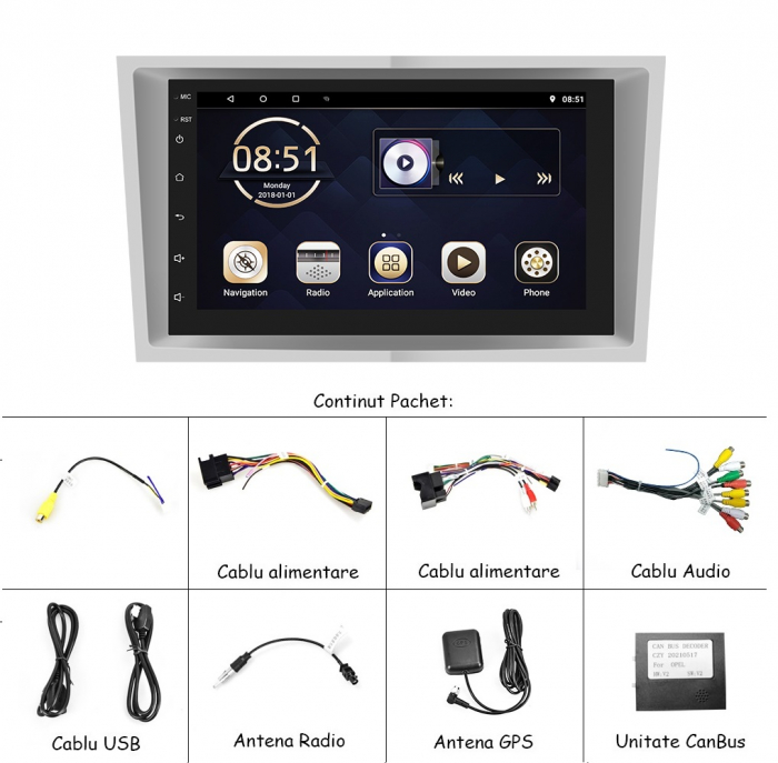 Navigatie Android Dedicata Opel, 7Inch, 1Gb Ram, 16Gb stocare, Bluetooth, WiFi, Waze, Youtube [4]
