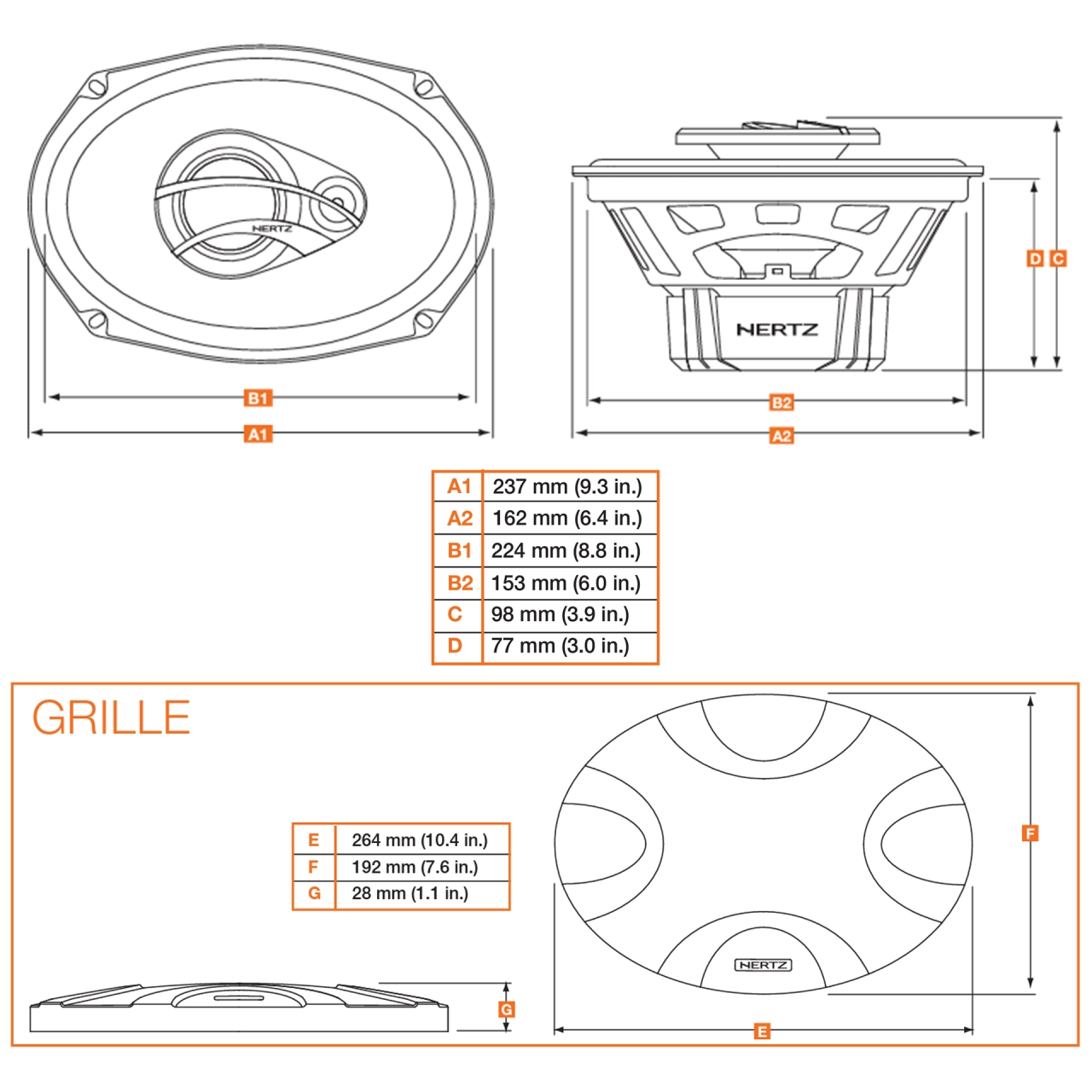 Difuzoare auto Hertz Dieci DCX 690.3, set coaxial 3 căi, 6x9 inch, 90W RMS, 4Ω, 2 difuzoare [4]