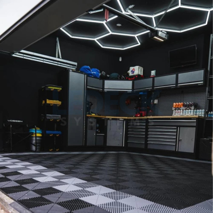 Lumină LED Hexagonală – 14 Module 484x243CM - Garaj, Dormitor, Cameră Gaming, Spații Private [8]