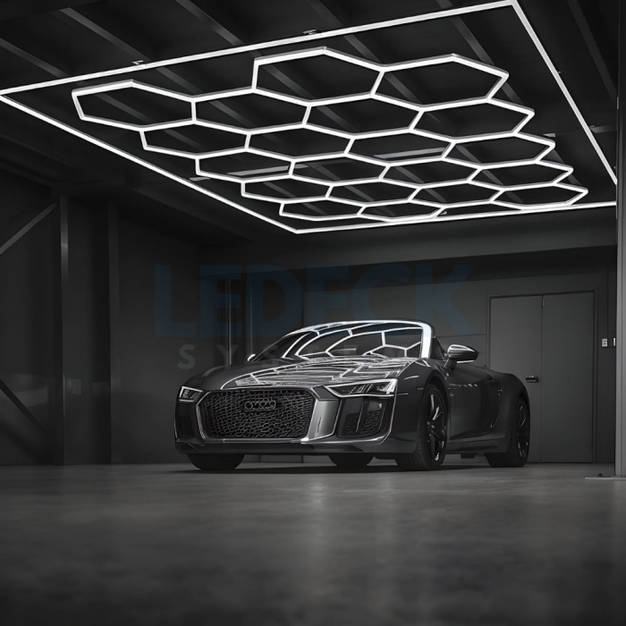 Lumină LED Hexagonală – 14 Module 484x243CM - Garaj, Dormitor, Cameră Gaming, Spații Private [5]