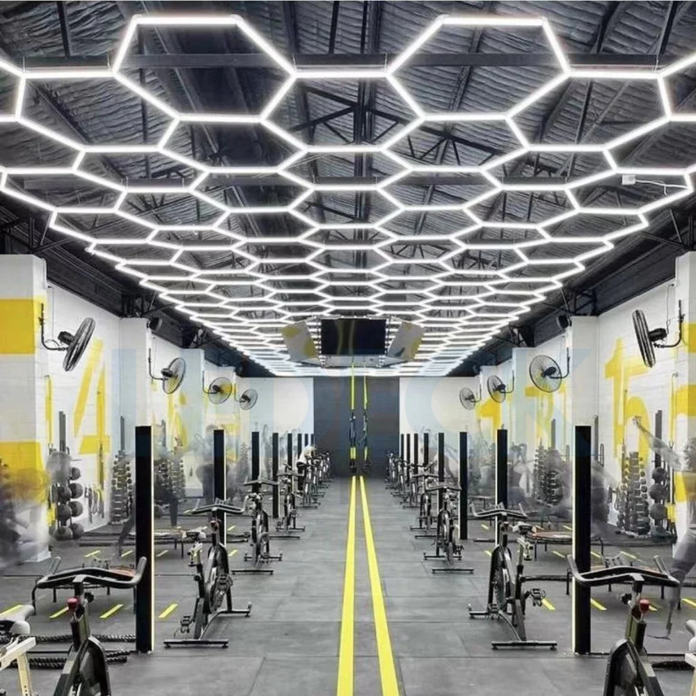 Lumină LED Hexagonală – 14 Module + Rama 484x243CM – Sală Fitness, Gym, Studio Antrenamente Profesionale [4]