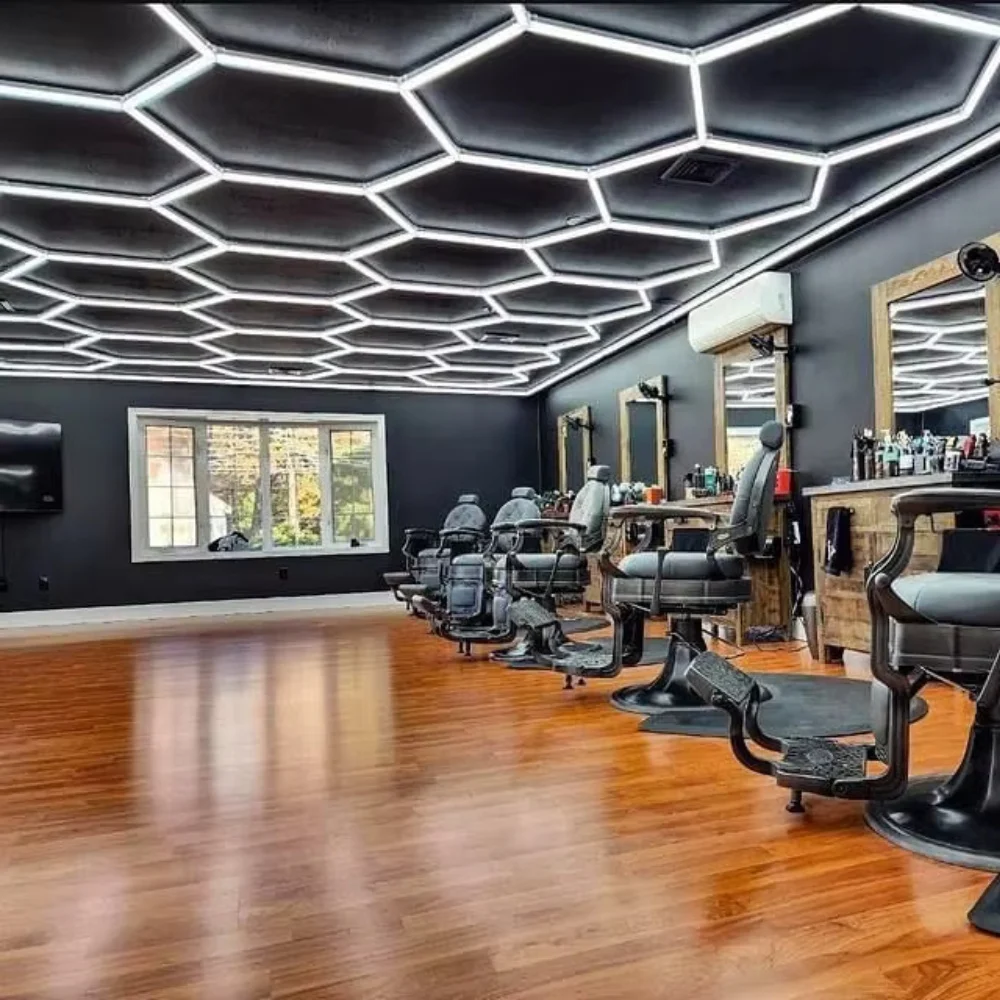 Lumină LED Hexagonală Barber Shop 14 Module + Rama 484x243 cm – Iluminare Modernă Barber Shop / Salon Frizerie 672W [5]