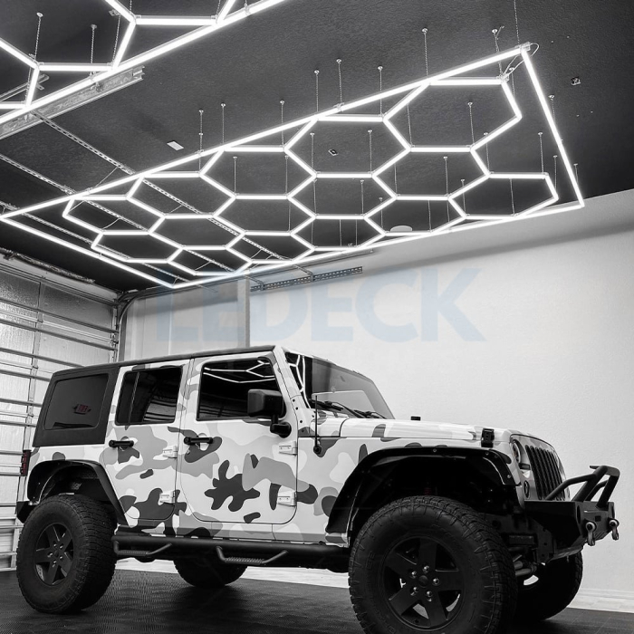 Lumină LED Hexagonală Profesională Aluminiu – 11 Module 299x415CM - Service Auto, Detailing, Ateliere, Spații Comerciale [7]