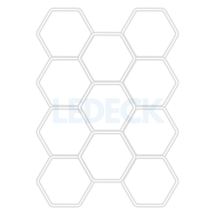 Lumină LED Hexagonală Profesională Aluminiu – 11 Module 299x415CM - Service Auto, Detailing, Ateliere, Spații Comerciale [1]