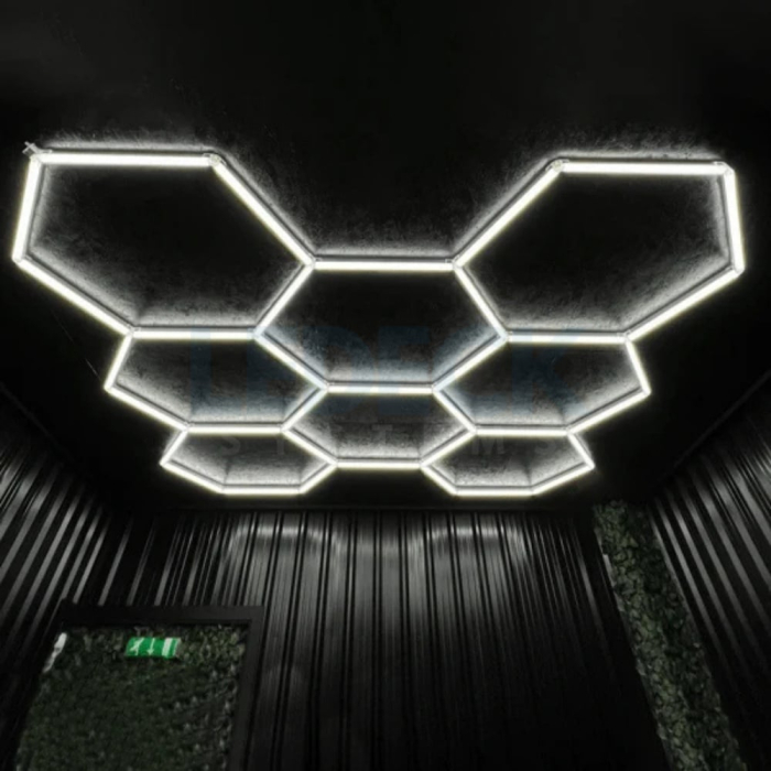 Lumină LED Hexagonală Profesională Aluminiu – 11 Module 299x415CM - Service Auto, Detailing, Ateliere, Spații Comerciale [9]