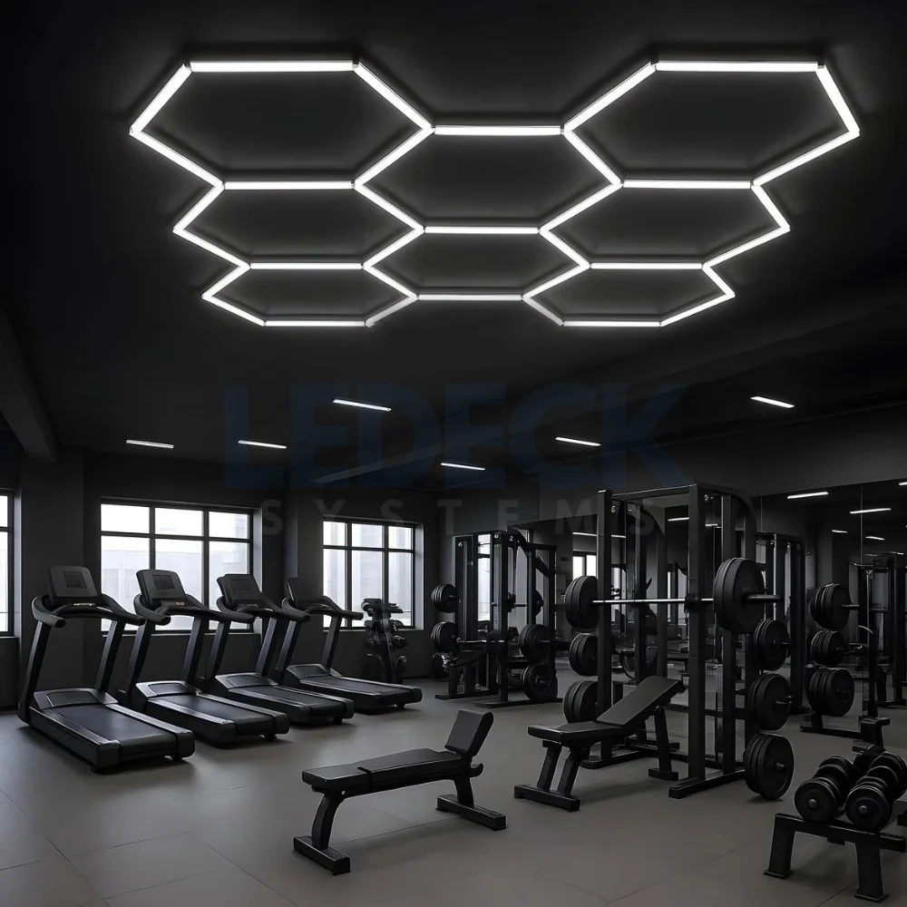 Lumină LED Hexagonală Profesională Aluminiu - 11 Module 440mm 236x329CM - Service Auto, Detailing, Ateliere, Spații Comerciale [6]