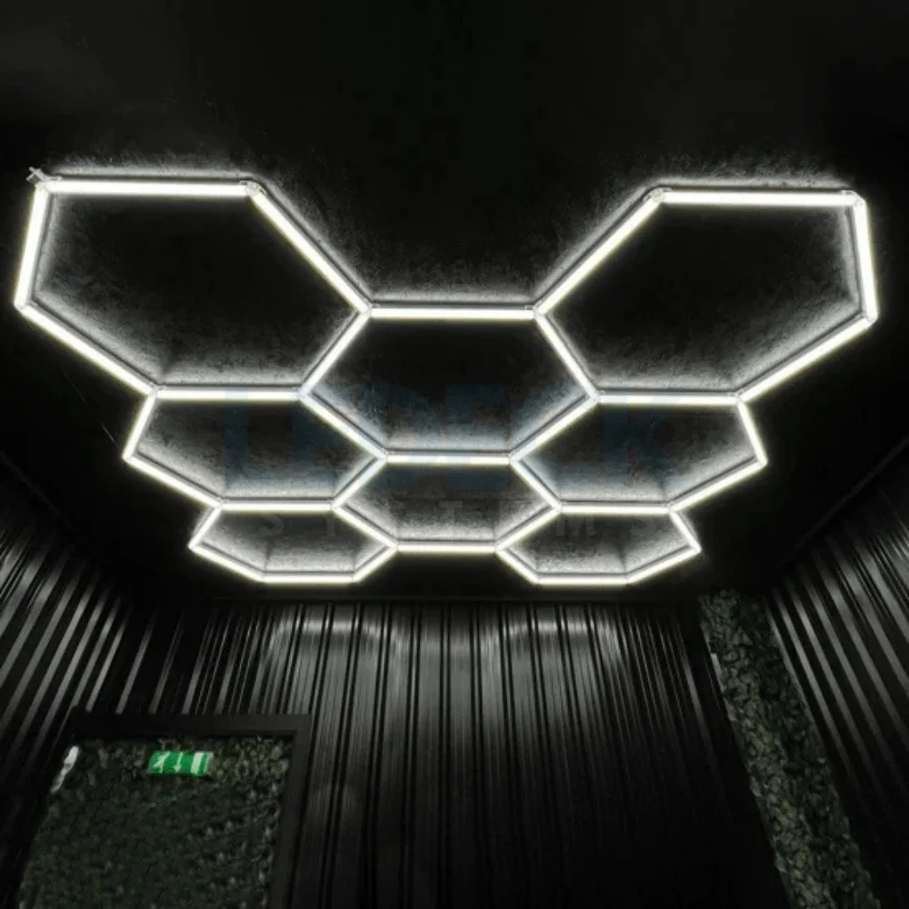Lumină LED Hexagonală Profesională Aluminiu - 11 Module 440mm 236x329CM - Service Auto, Detailing, Ateliere, Spații Comerciale [9]