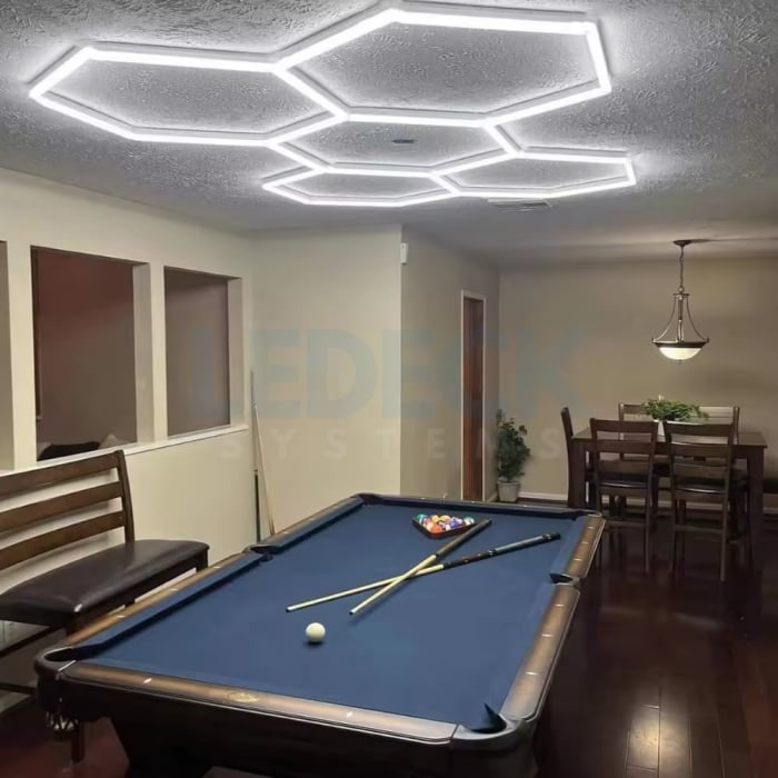 Lumină LED Hexagonală Profesională Aluminiu– 5 Module 210x299CM – Service Auto, Detailing, Ateliere, Spații Comerciale [9]