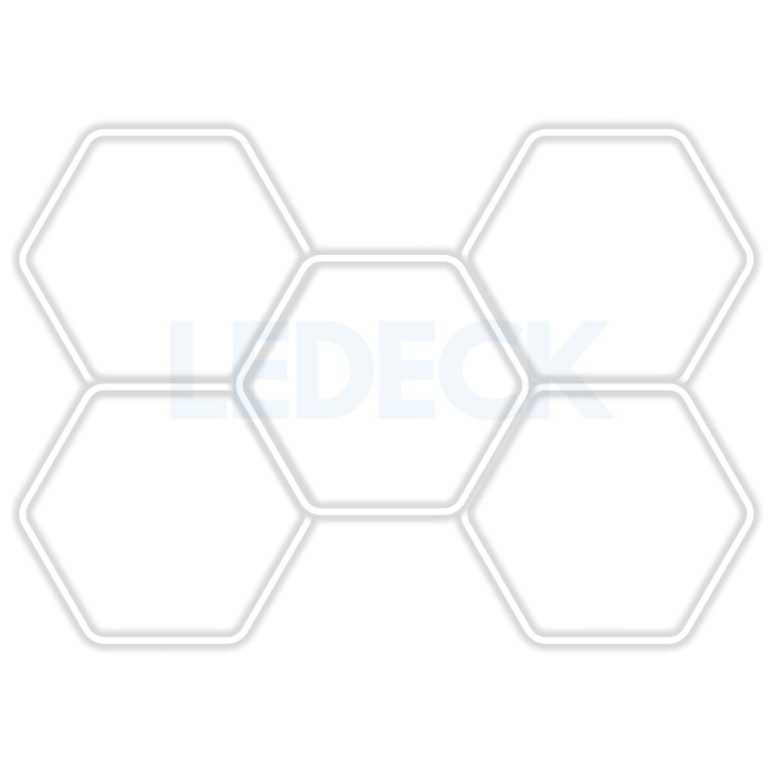 Lumină LED Hexagonală Profesională Aluminiu– 5 Module 210x299CM – Service Auto, Detailing, Ateliere, Spații Comerciale [1]