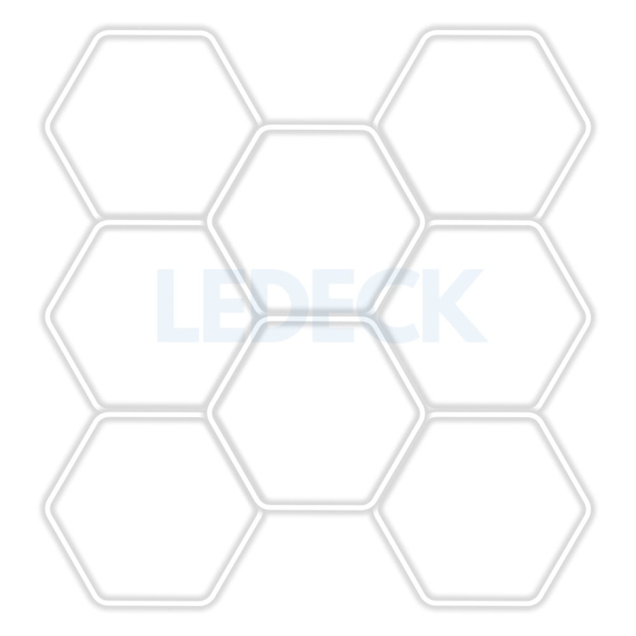 Lumină LED Hexagonală Profesională Aluminiu – 8 Module 299x315CM - Service Auto, Detailing, Ateliere, Spații Comerciale [1]