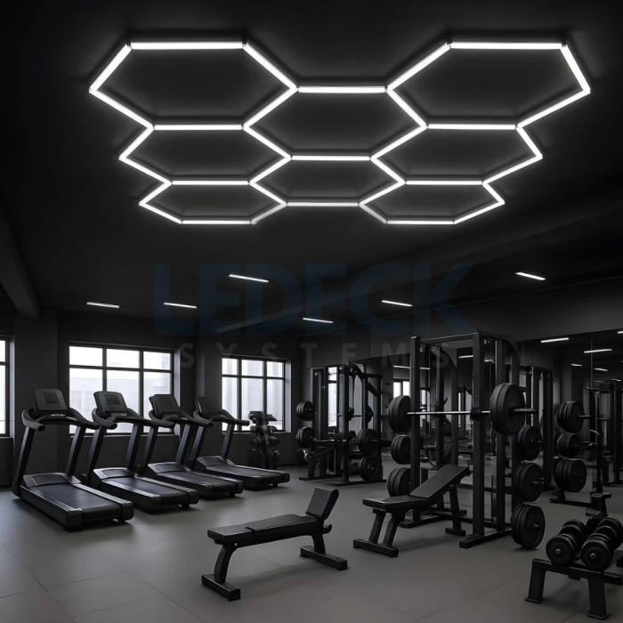 Lumină LED Hexagonală Profesională Aluminiu – 8 Module 299x315CM - Service Auto, Detailing, Ateliere, Spații Comerciale [11]