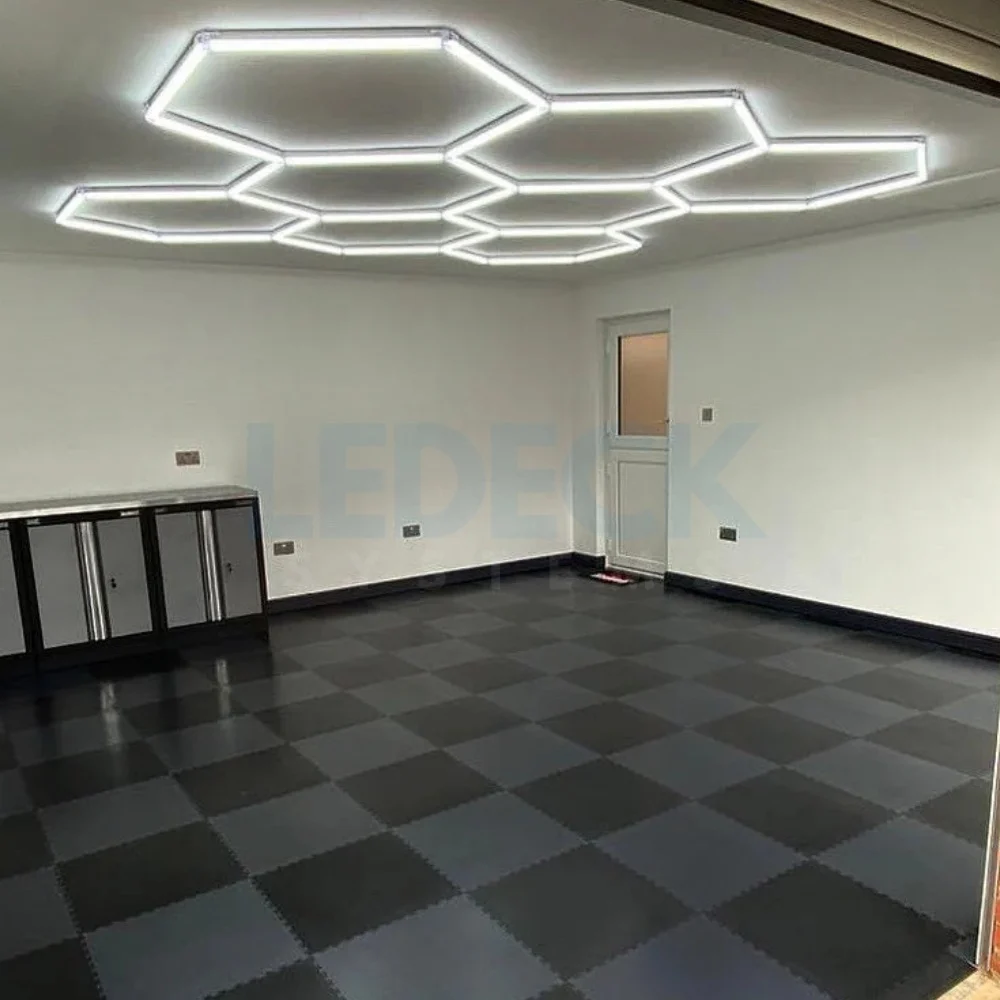 Lumină LED Hexagonală Profesională Aluminiu - 8 Module 568mm 299x315CM - Service Auto, Detailing, Ateliere, Spații Comerciale [8]