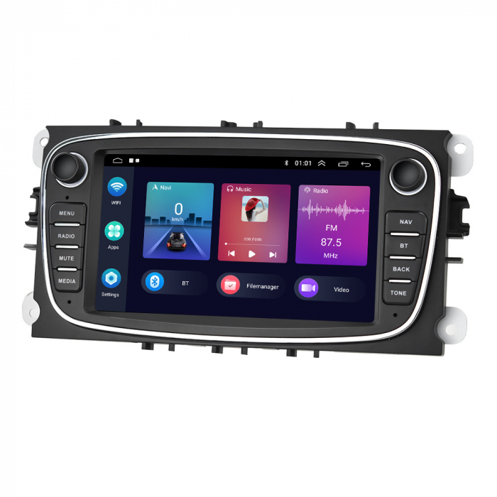 Navigatie Dedicata Ford Focus, Mondeo,C-Max, Kuga, 7inch, 4Gb Ram, 64Gb stocare, Carplay, Negru [2]