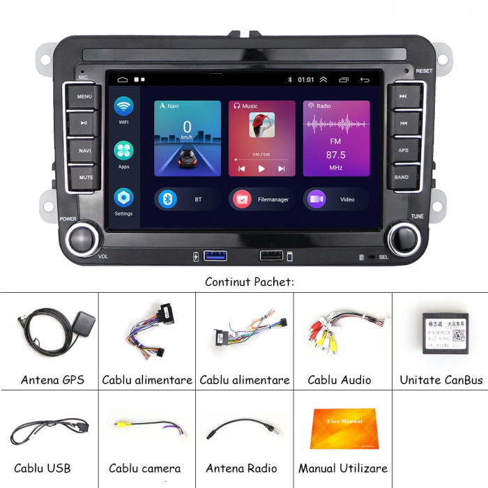 Navigatie Dedicata Skoda, 7Inch, 2Gb Ram, 64Gb stocare, Apple Carplay/Android Auto [7]