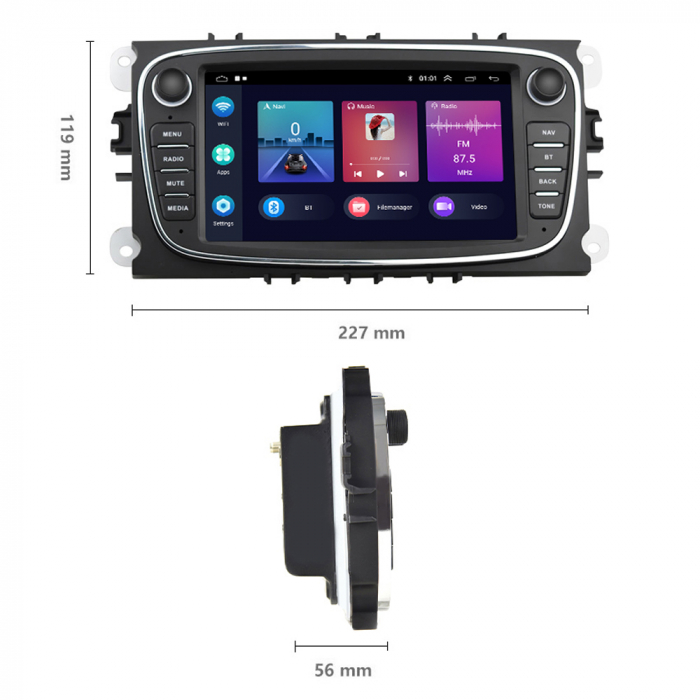Navigatie Dedicata Ford Focus, Mondeo,C-Max, Kuga, 7inch, 4Gb Ram, 64Gb stocare, Carplay, Negru [6]