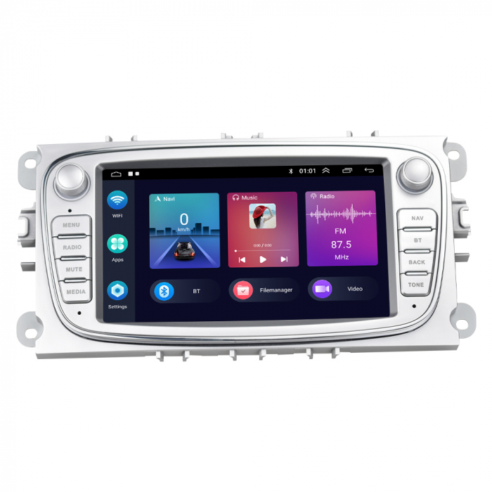 Navigatie Dedicata Ford Focus, Mondeo,C-Max, Kuga, 7inch, 4Gb Ram, 64Gb stocare, Carplay, Argintiu [2]