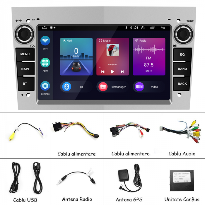 Navigatie Dedicata Opel, 7Inch, 2Gb Ram, 32Gb stocare, Carplay, Argintiu [7]