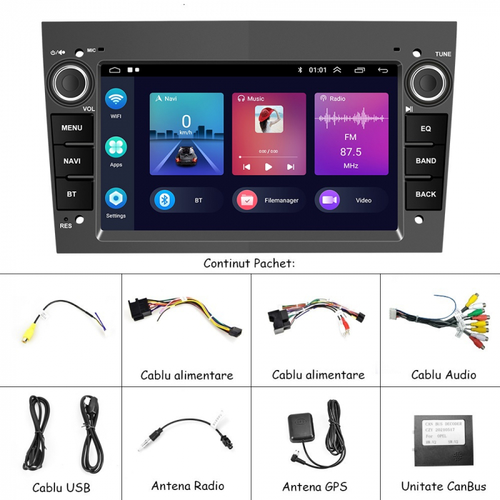 Navigatie Dedicata Opel, 7Inch, 2Gb Ram, 32Gb stocare, Carplay, Gri [6]