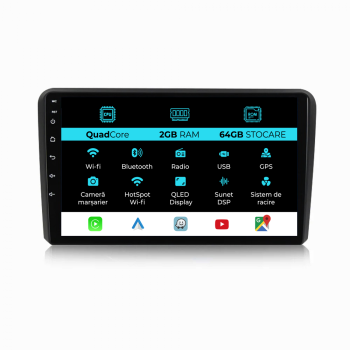 Navigatie Dedicata Audi A3 8P (2003 - 2013) 9 Inch, 2Gb Ram, 64Gb stocare, CarPlay [1]