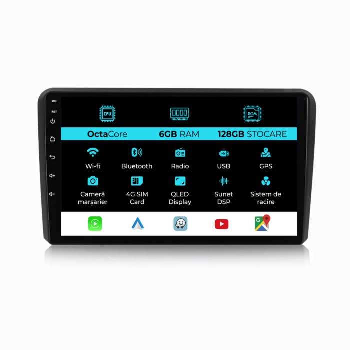Navigatie Dedicata Audi A3 8P (2003 - 2013) 9 Inch, 6Gb Ram, 128Gb stocare, CarPlay [1]