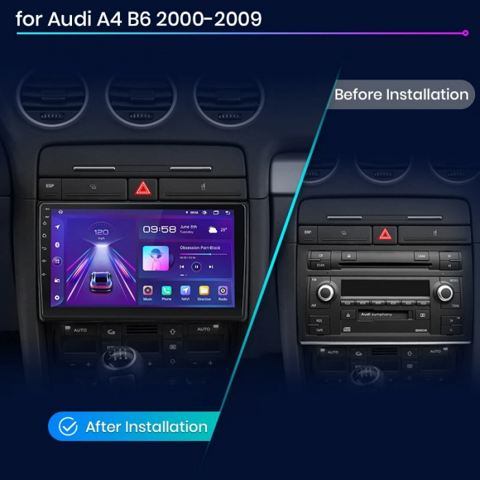 Navigatie Dedicata Audi A4 (2001 - 2008), 9 Inch, 6Gb Ram, 128Gb stocare, Carplay [8]