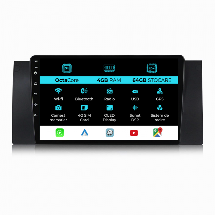Navigatie Dedicata BMW Seria5 E39/X5 E53 (1995-2003), 9Inch, 4Gb Ram, 64Gb Stocare, Carplay [1]