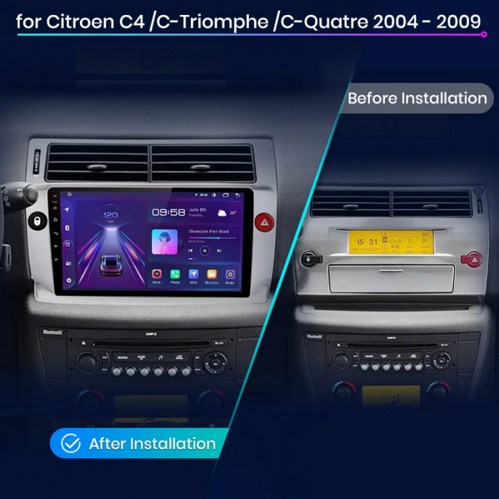 Navigatie Dedicata Citroen C4 (2004-2009), 9Inch, 6Gb Ram, 128Gb Stocare, Carplay [7]