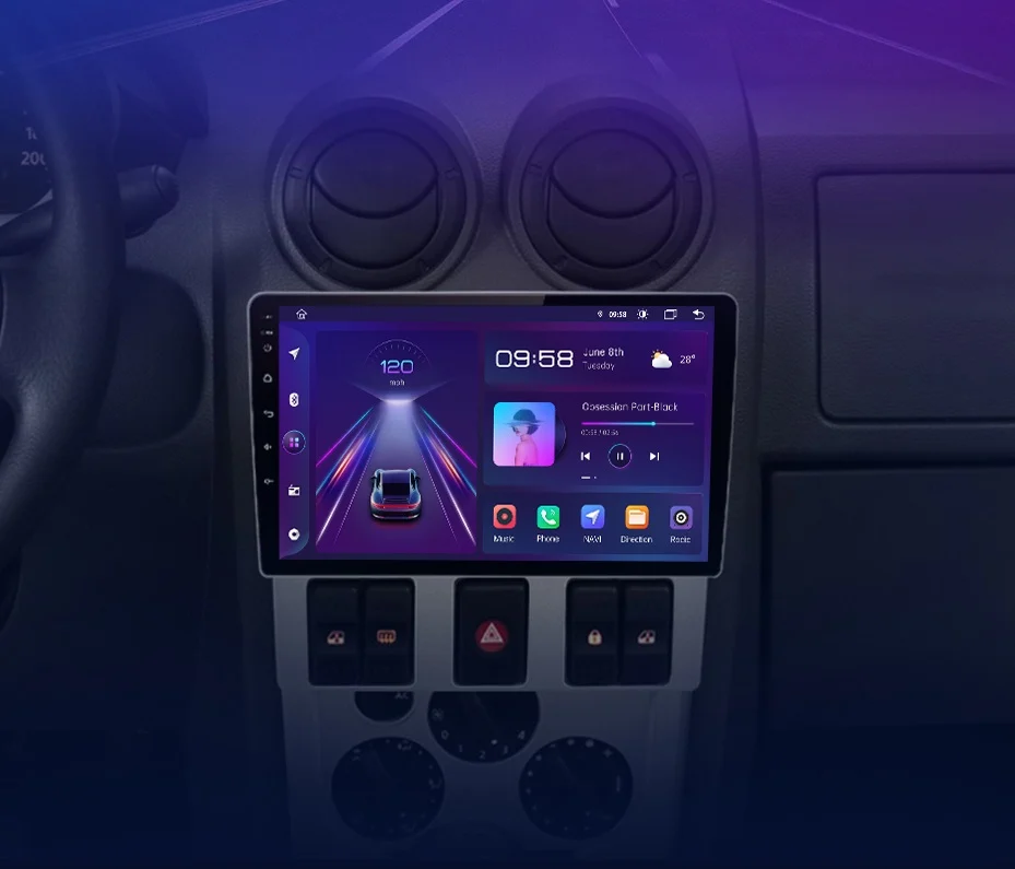 Navigatie Dedicata Dacia Logan 1 (2004-2008), 9Inch, 1Gb Ram, 32Gb Stocare, Carplay [7]