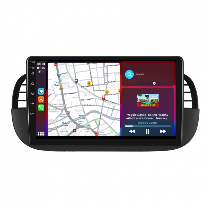 Navigatie Android Dedicata Fiat 500 (2007 - 2015), 9Inch, 4Gb Ram, 64Gb Stocare, Bluetooth, WiFi, Carplay [2]