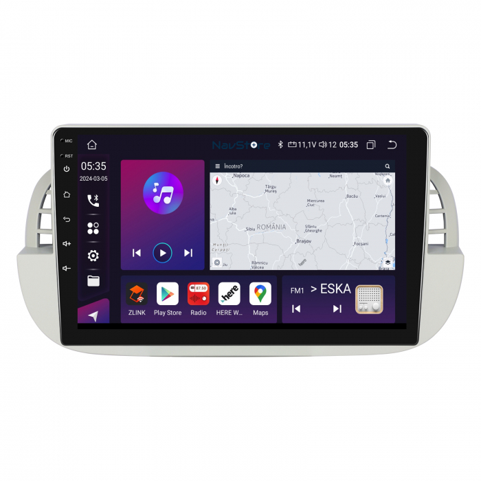 Navigatie Android Dedicata Fiat 500 (2007 - 2015), 9Inch, 4Gb Ram, 64Gb Stocare, Bluetooth, WiFi, Carplay [3]