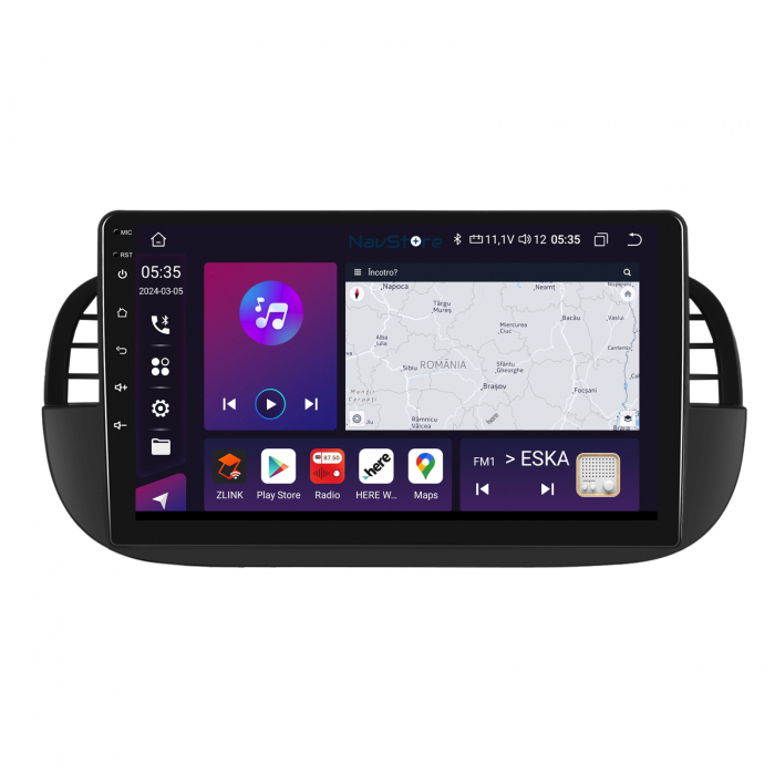Navigatie Android Dedicata Fiat 500 (2007 - 2015), 9Inch, 4Gb Ram, 64Gb Stocare, Bluetooth, WiFi, Carplay [4]