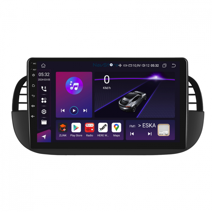 Navigatie Android Dedicata Fiat 500 (2007 - 2015), 9Inch, 4Gb Ram, 64Gb Stocare, Bluetooth, WiFi, Carplay [3]