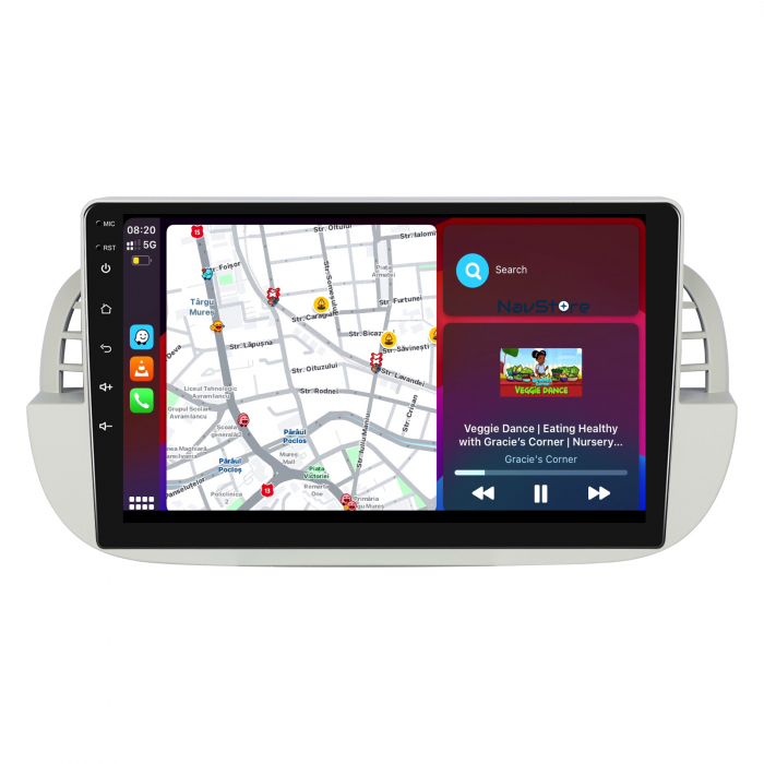 Navigatie Android Dedicata Fiat 500 (2007 - 2015), 9Inch, 4Gb Ram, 64Gb Stocare, Bluetooth, WiFi, Carplay [5]