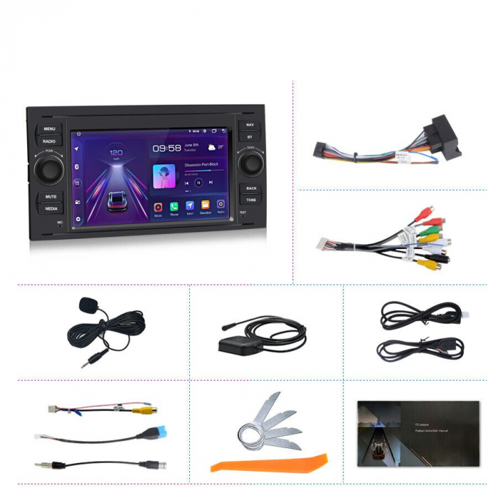 Navigatie Dedicata Ford, 7Inch, 4Gb Ram, 64Gb stocare, Carplay, Negru [8]