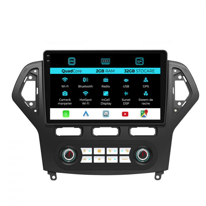 Navigatie Android Dedicata Ford Mondeo (2007-2014), 10Inch, 2Gb Ram, 32Gb Stocare, Carplay - Clima Automata [1]
