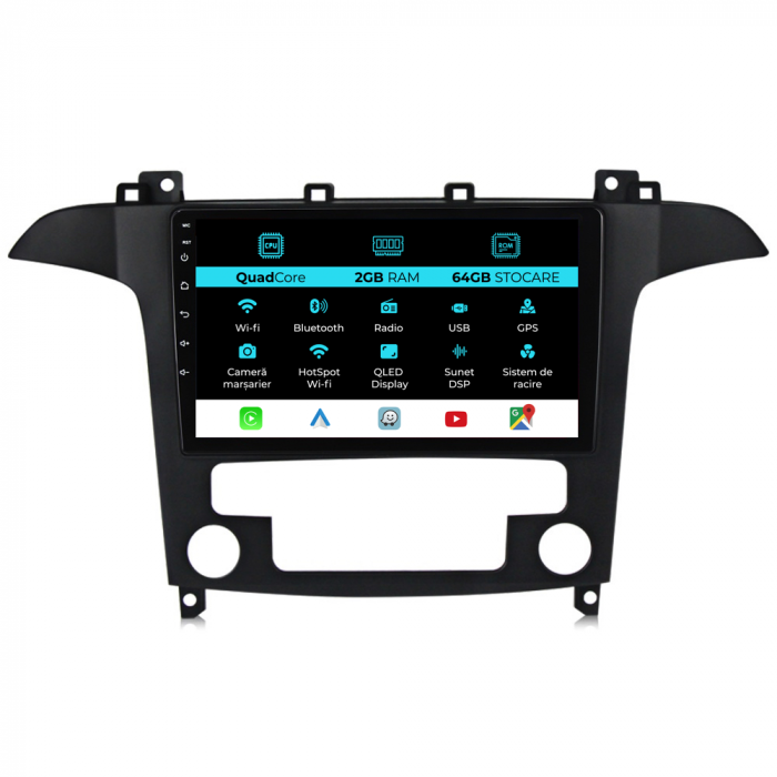 Navigatie Android Dedicata Ford S-Max (2006 - 2015), 9Inch, 2Gb Ram, 64Gb Stocare, Carplay [1]