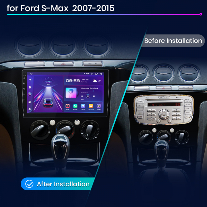 Navigatie Dedicata Ford S-Max (2006 - 2015) 9Inch, 6Gb Ram, 128Gb Stocare, Carplay, Clima manuala [7]