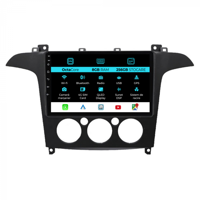 Navigatie Dedicata Ford S-Max (2006 - 2015) 9Inch, 8Gb Ram, 256Gb Stocare, Carplay, Clima manuala [1]