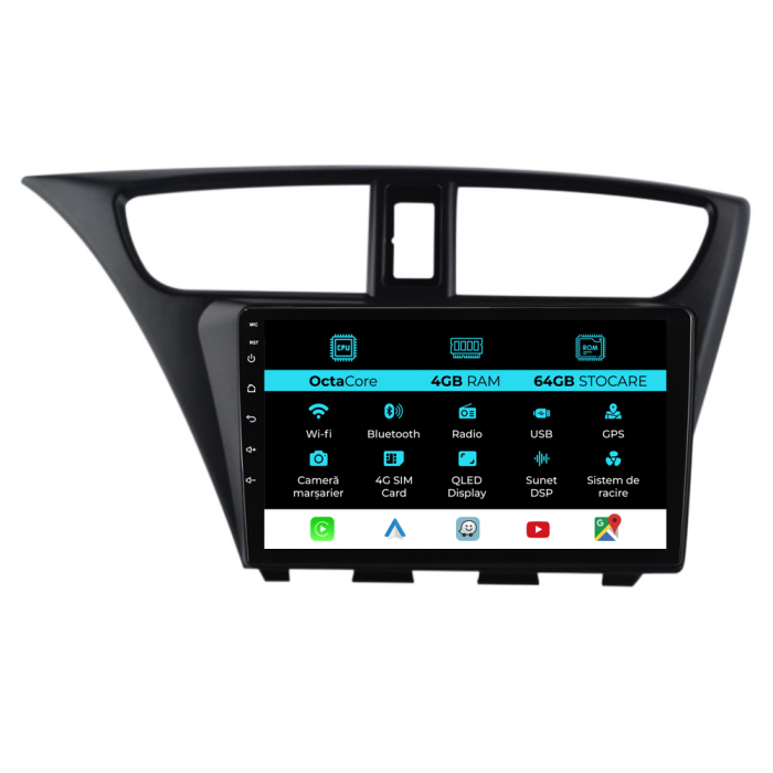 Navigatie Dedicata Honda Civic IX Hachback (2011-2017), 9Inch, 4Gb Ram, 64Gb Stocare, Carplay [1]