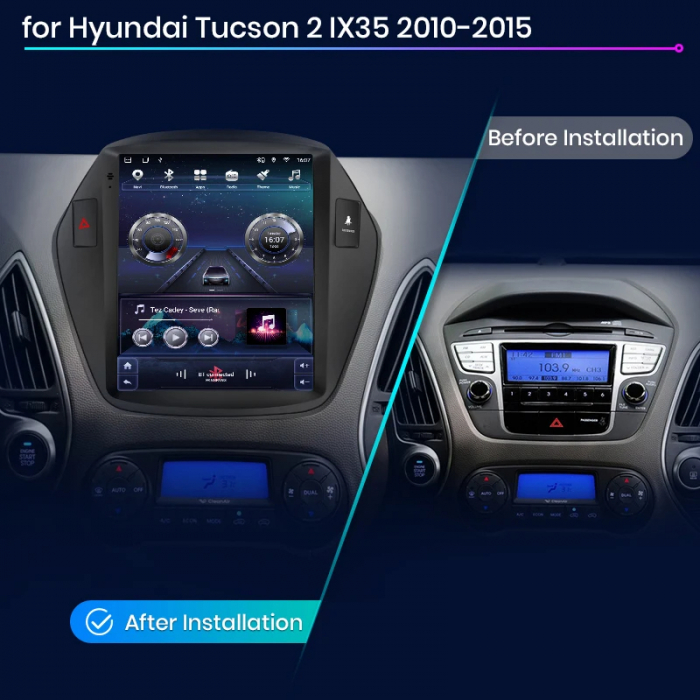 Navigatie Android Dedicata Hyundai Ix35 (2009 - 2015)  9.7 Inch, 6Gb Ram, 128Gb stocare, Bluetooth, WiFi, Carplay [4]