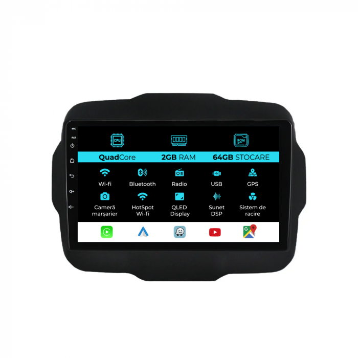 Navigatie Dedicata Jeep Renegade (2016-2020), 9Inch, 2Gb Ram, 64Gb Stocare, Carplay [1]