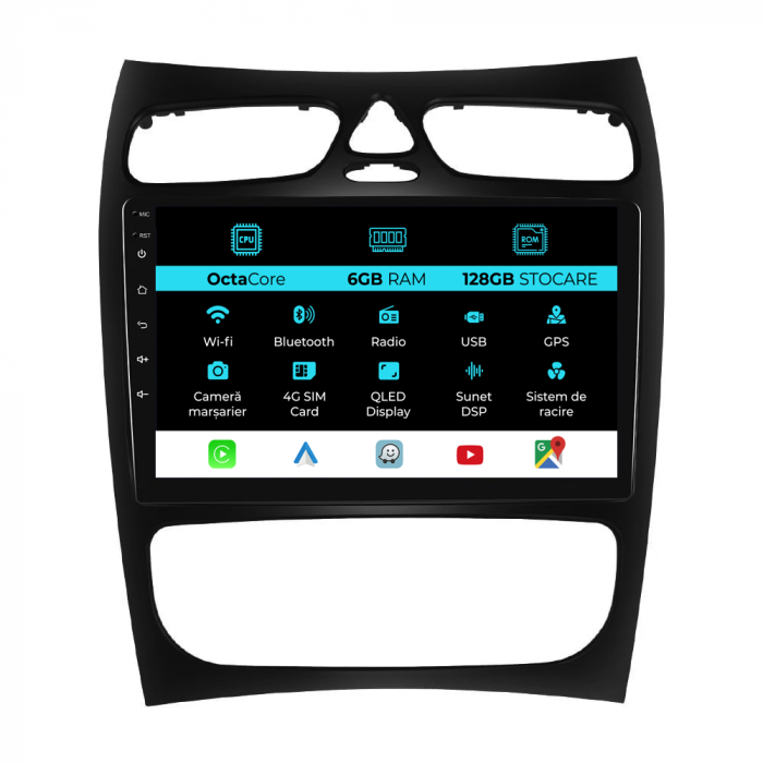 Navigatie Dedicata Mercedes C-Class W203 CLK W209 (2000 - 2005), 9Inch, 6Gb Ram, 128Gb Stocare, Carplay [1]
