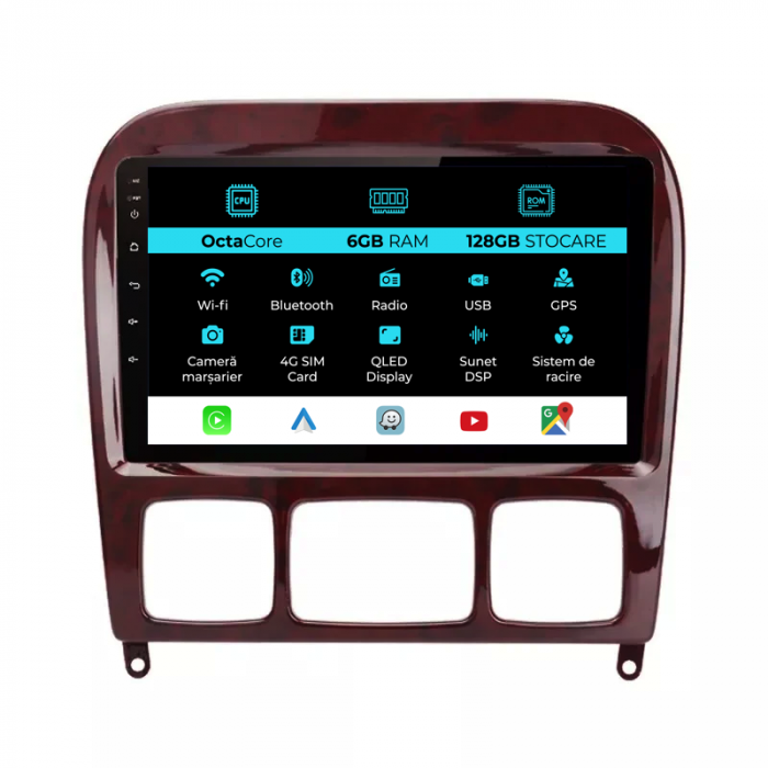 Navigatie Dedicata Mercedes S-Class W220 (1998-2005), 9Inch, 6Gb Ram, 128Gb Stocare, Carplay [1]