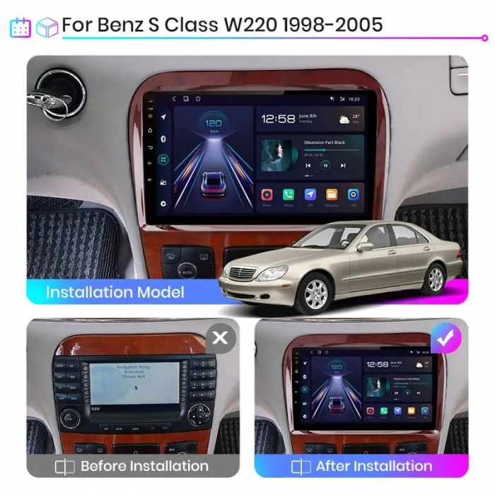 Navigatie Dedicata Mercedes S-Class W220 (1998-2005), 9Inch, 8Gb Ram, 256Gb Stocare, Carplay [7]