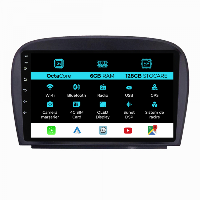 Navigatie Dedicata Mercedes SL R230 (2001-2011), 9Inch, 6Gb Ram, 128Gb Stocare, Carplay [1]