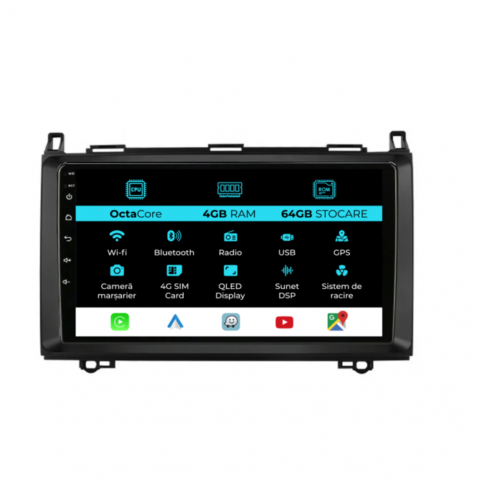 Navigatie Dedicata Mercedes Vito Sprinter Viano B200 A B Class (2005-2012) , 9Inch, 4Gb Ram, 64Gb Stocare, Carplay [1]