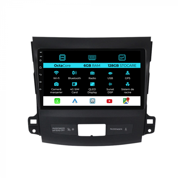 Navigatie Dedicata Mitsubishi Outlander (2005-2011), 9Inch, 6Gb Ram, 128Gb Stocare, Carplay [1]