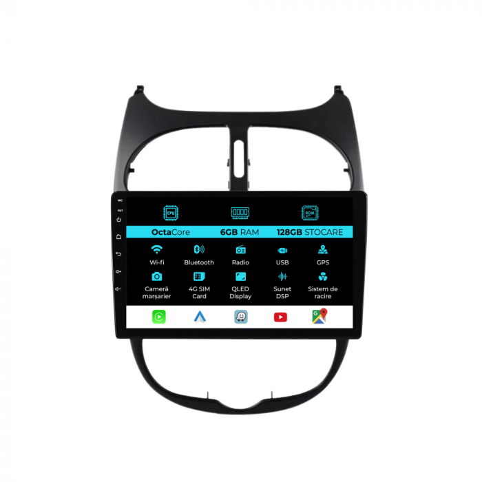 Navigatie Dedicata Peugeot 206 (2001-2008), 9Inch, 6Gb Ram, 128Gb Stocare, Carplay [1]