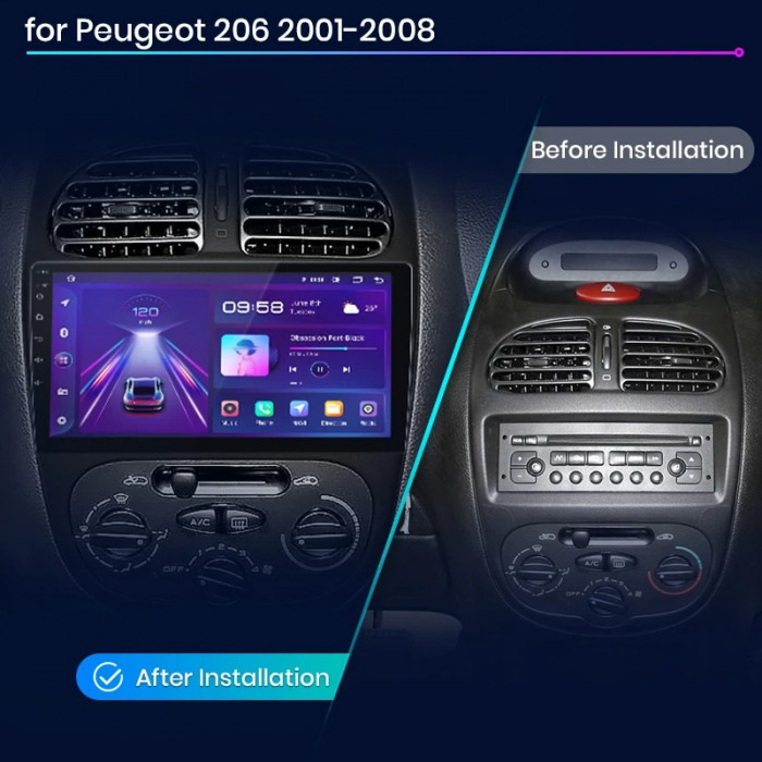 Navigatie Dedicata Peugeot 206 (2001-2008), 9Inch, 8Gb Ram, 256Gb Stocare, Carplay [7]