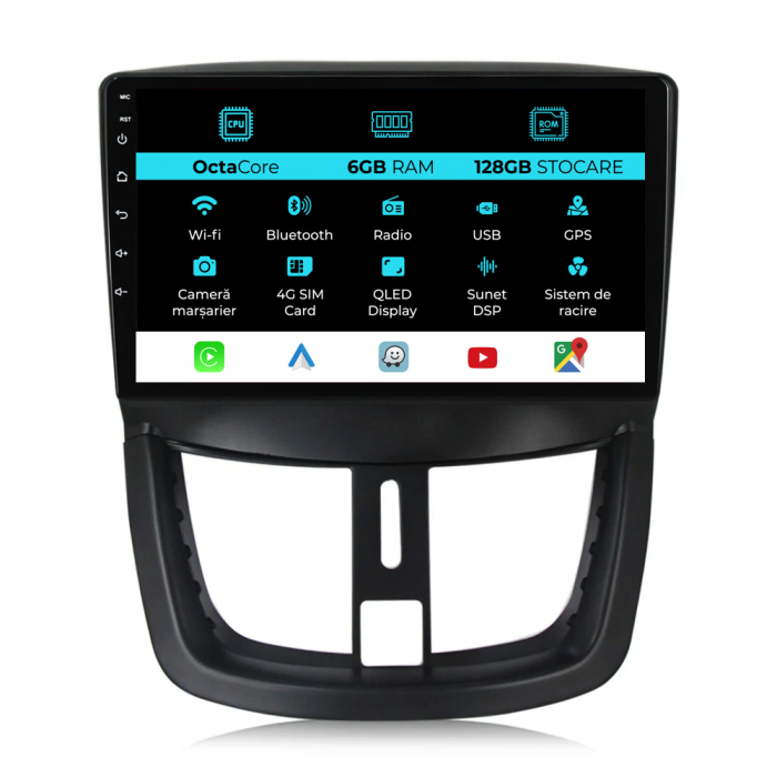Navigatie Dedicata Peugeot 207 (2006-2015), 9Inch, 6Gb Ram, 128Gb Stocare, Carplay [1]